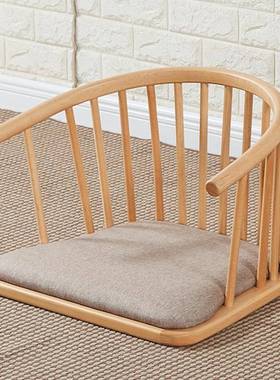 IL实木椅榻榻米椅子茶椅椅日式座飘和式椅无腿床上靠背椅窗ZZG椅