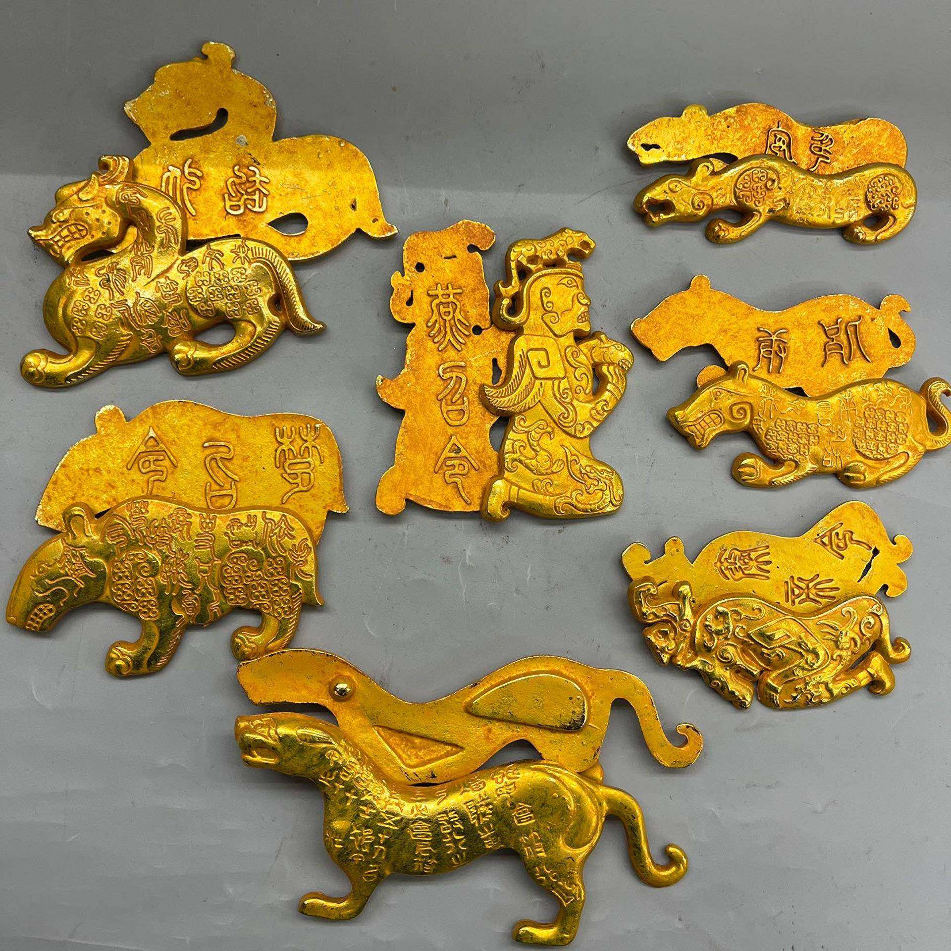 复古锌合鎏金仿金虎符金属工艺品文市集金古玩20250814物旧创藏老,家居饰品,装饰摆件,淘宝优惠券,粉丝福利购,淘宝优惠卷