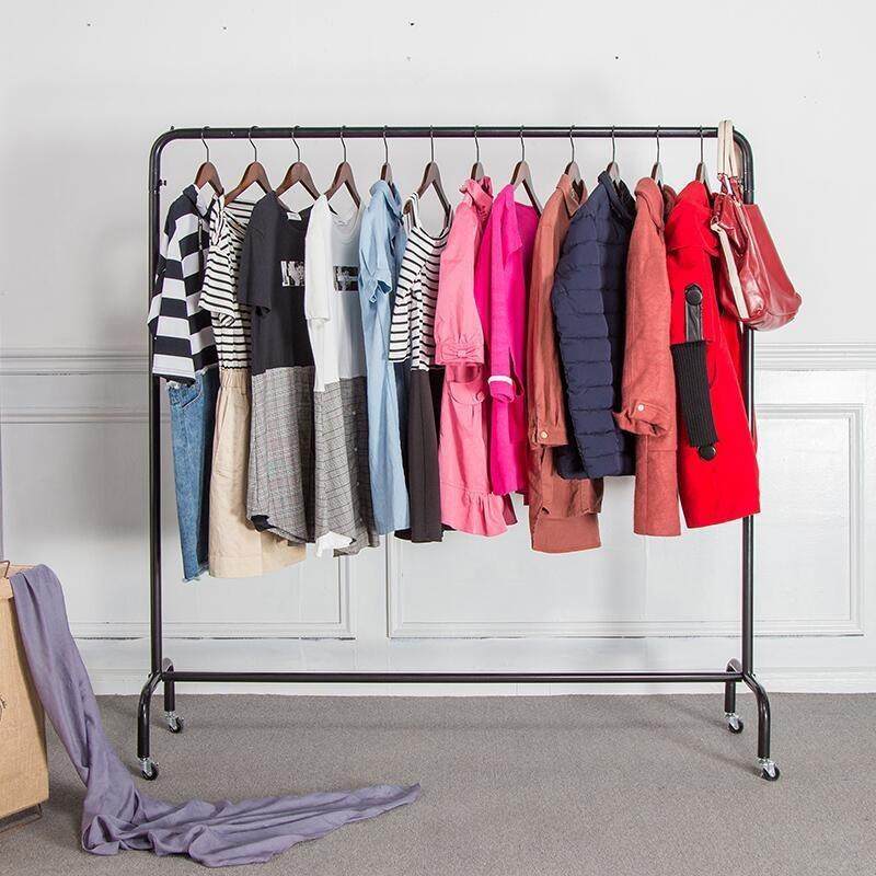 可动黑色约艺商场服简装店衣架展示架货架移YQ202204落铁地陈列服