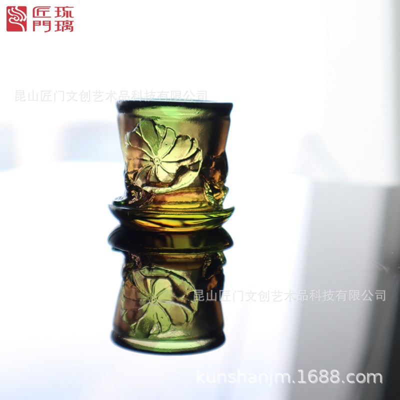 匠门琉璃四君子盖置茶宠摆件
