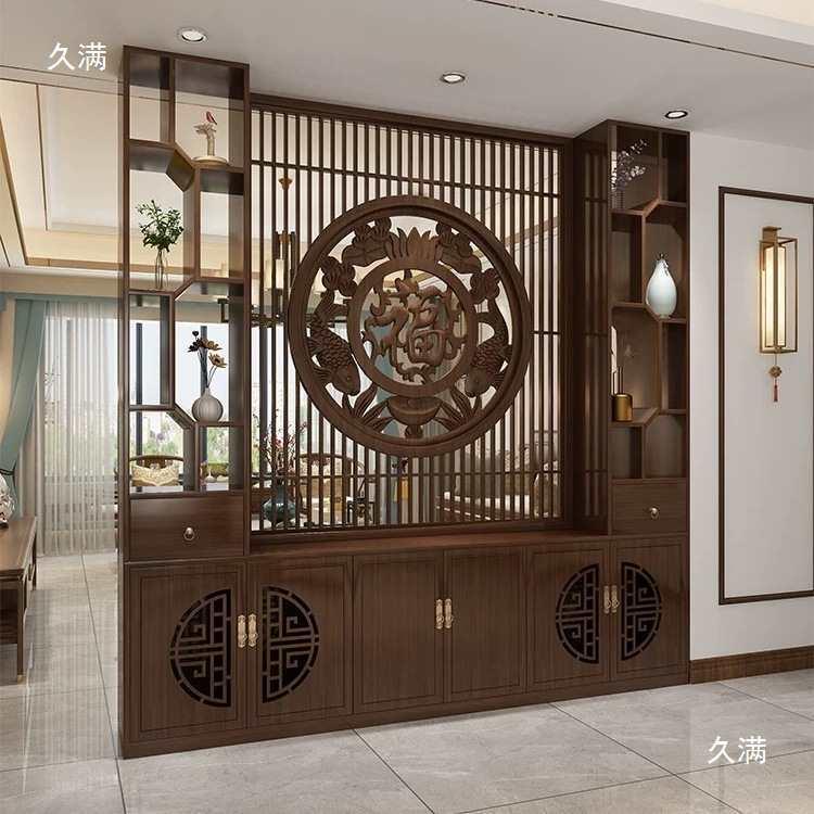 新中式屏隔断厅福字玄酒关柜店入户门遮挡实木酒柜风电LCT客视柜