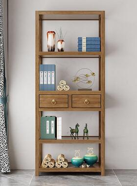 木置VHZ物架胶地木储物架中式茶具柜子橡书架实落客厅茶室摆件博