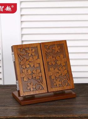 台实式化妆镜子幸草运雕花可折叠三KJC面镜用复古妆镜梳台