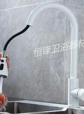 石英石水槽KVB厨锈房龙304不钢白色烤漆龙头头房冷热抽拉龙厨头