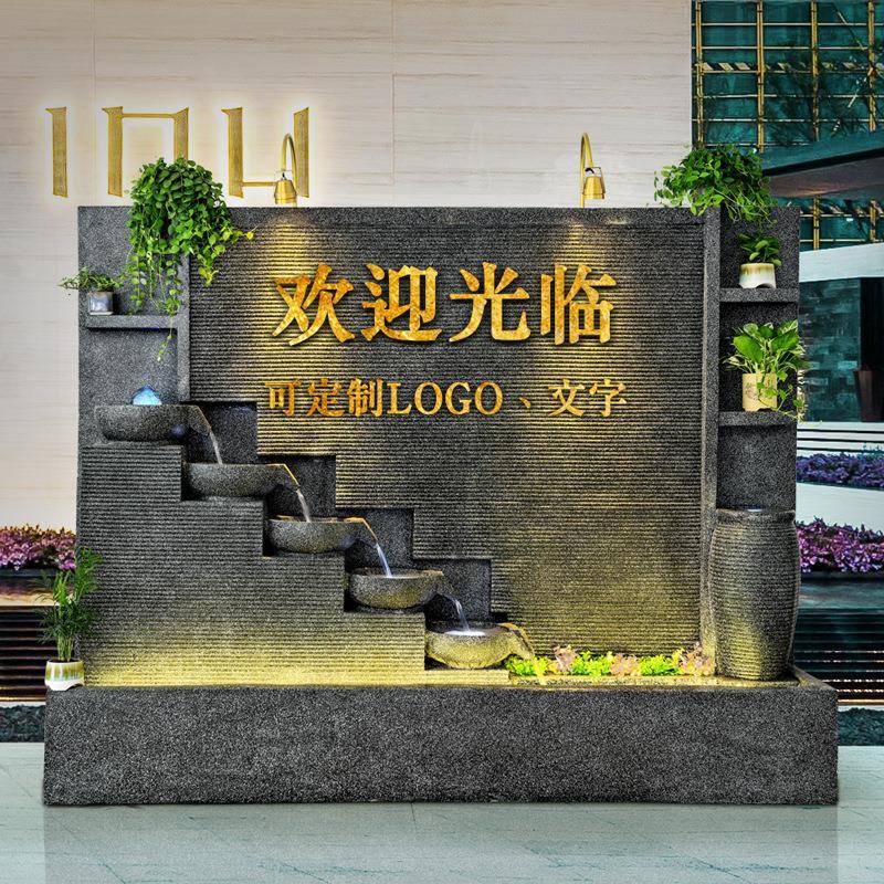 欧式创意屏风摆件水幕墙别客厅玄关墅布1858树脂水招财装瀑饰景工