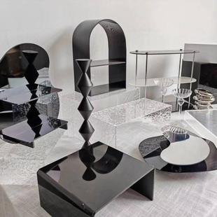 黑色明亚克子力甜品架摆台摆台件茶歇甜透07286715品台架子置物架