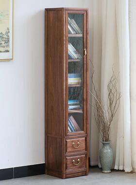 香樟木家边柜角柜木中用式玻2024005实璃门书架柜子储物柜客厅立