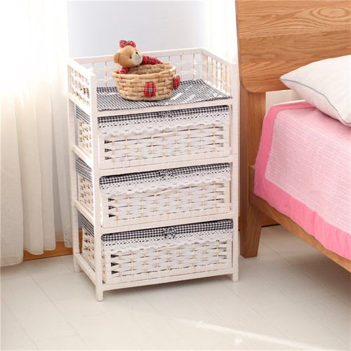 草编收纳柜抽屉式储物柜子藤编5层卧室玩具整理儿童宝宝衣柜