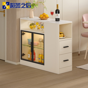 奶油风客厅岩板餐边柜隔断柜入户玄关柜储物柜家用酒柜小户型W26