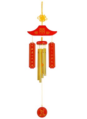 中式古风新年快乐风铃挂饰门饰春联红色氛围装饰福字门铃铛挂件