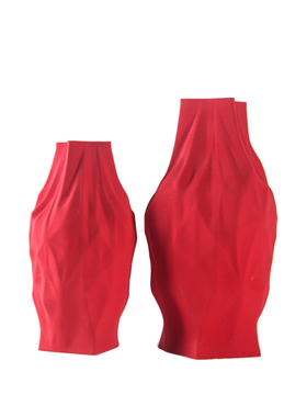 现代简约喜庆红色陶瓷花瓶摆件样板房间售楼处酒店客厅花器装饰品