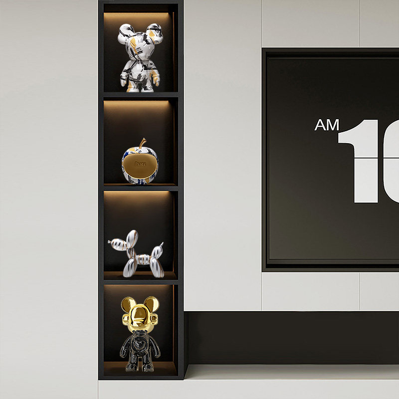 手工创意奢侈品摆件泼墨树脂客厅书桌气球狗摆件电视柜酒架装饰品