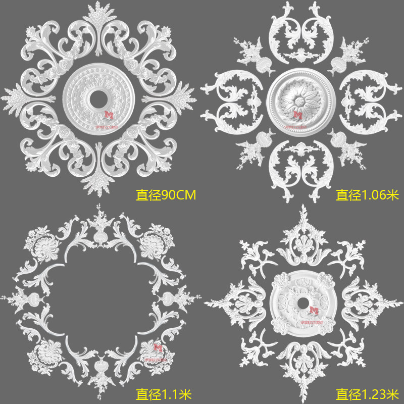 欧式PU灯盘吊顶灯池天花板造型装饰材料仿石膏线圆形雕花吊灯灯座,基础建材,相框线条,淘宝优惠券,粉丝福利购,淘宝优惠卷