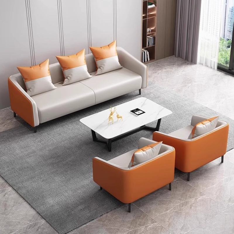 办公室沙发茶几组合套装简约现代休息区接待室会客三人位商务沙发