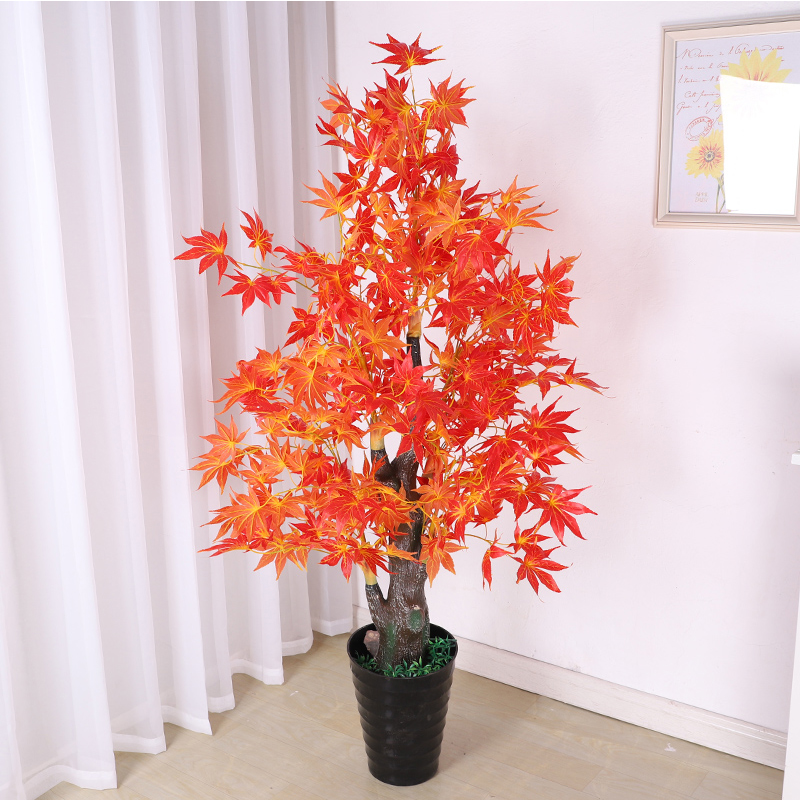 仿真植物枫树红枫银杏树落地装饰假树塑料大花客厅室内花艺盆栽花
