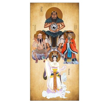 三皇人物画像伏羲炎帝神农黄帝神像女娲娘K娘装饰画挂画新款卷轴