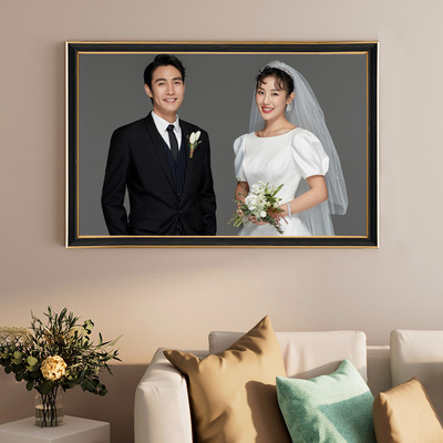 婚纱照相框定制挂墙洗照片大尺寸放床头结婚照全家福打印装裱制作