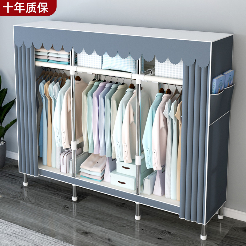 衣柜家用卧室加粗加厚钢管简易拼接布衣柜分层收纳出租房用小户型