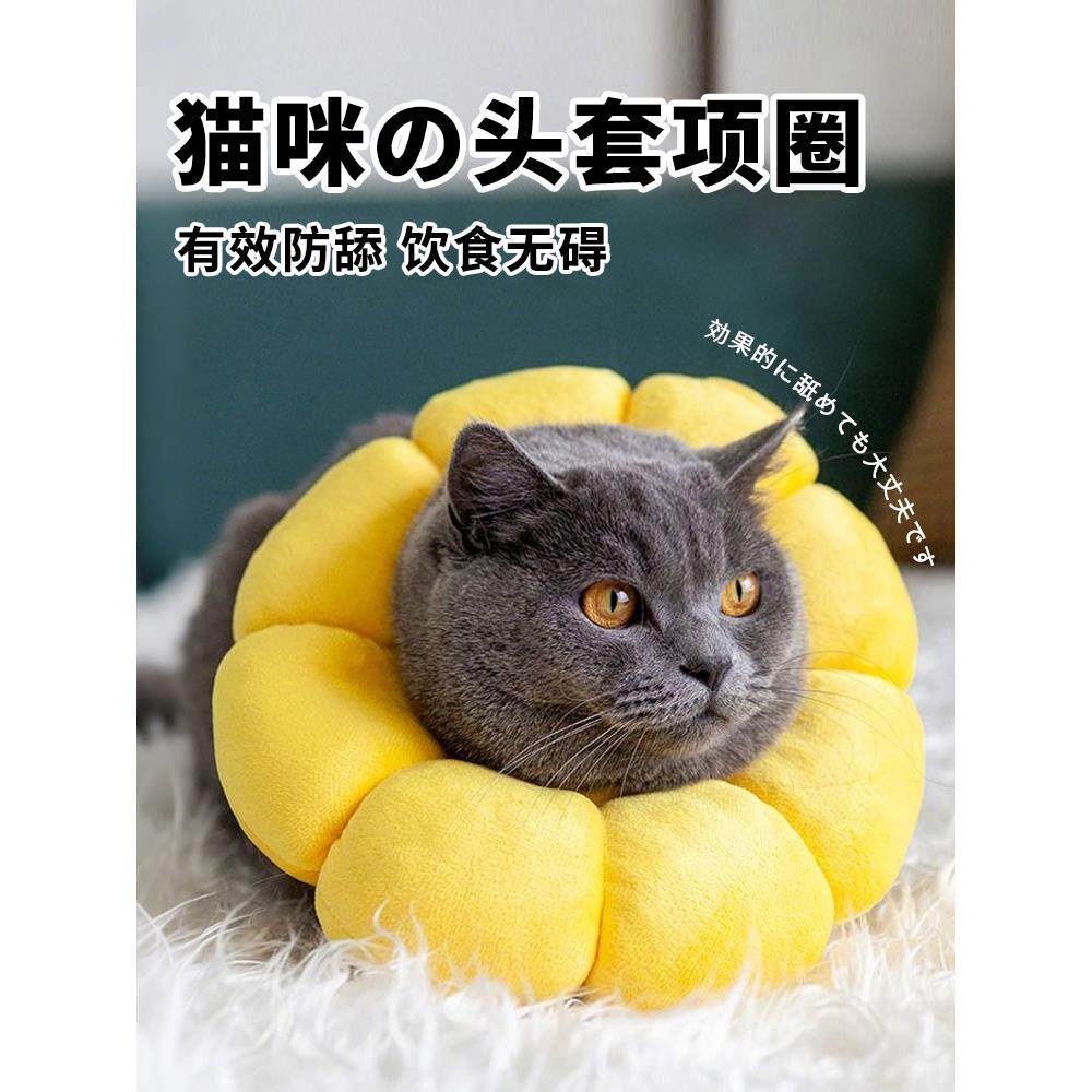 【猫咪项圈】伊丽莎白圈太阳花防舔咬软头套伊莉伊利沙白脖圈用品