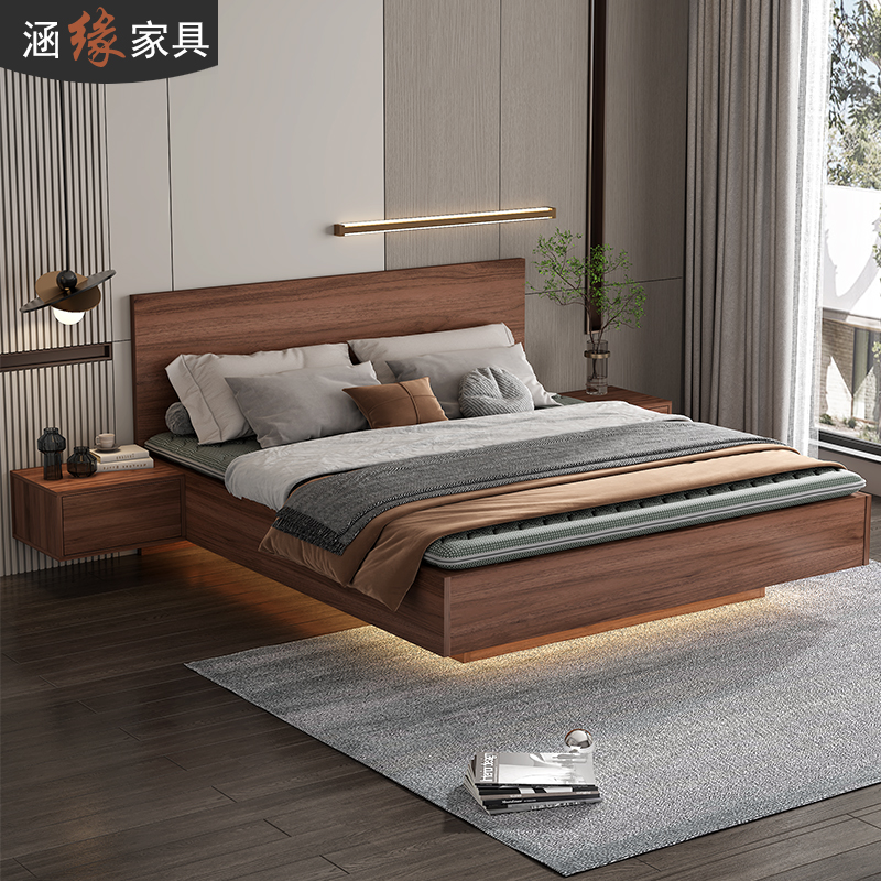 意式悬浮床现代简约双人箱体收纳储物床主卧1.5米1.8米悬空床7M18