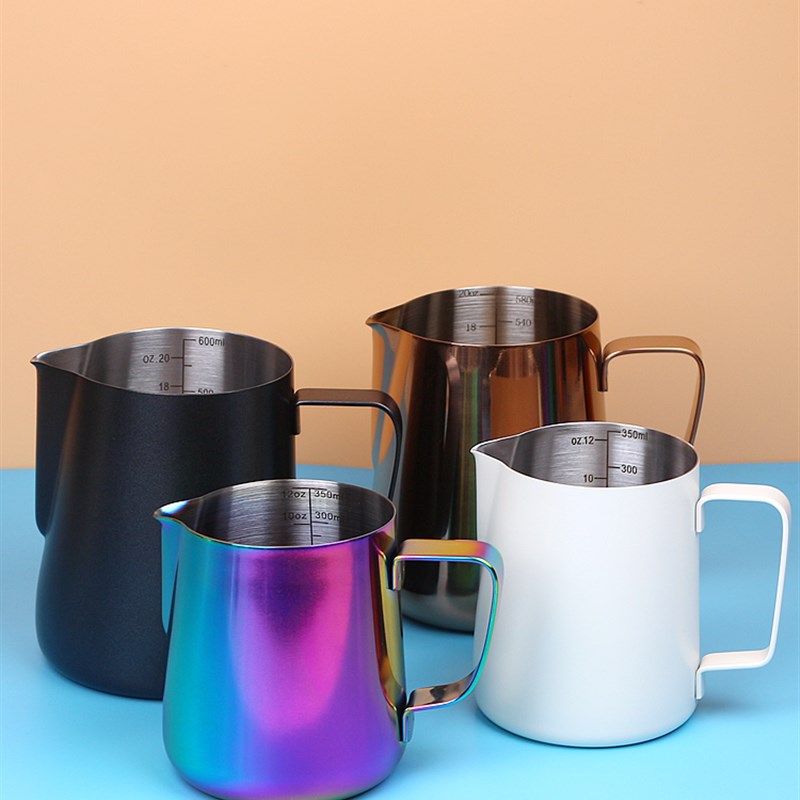 304不锈钢拉花杯尖嘴拉花缸咖啡拉花壶 内刻度奶泡杯专业咖啡器具