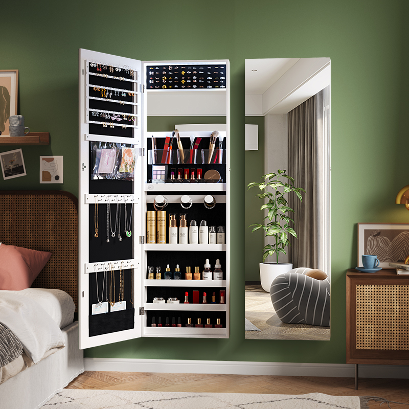 扬远 贴墙穿衣镜化妆首饰收纳一体镜子家用全身镜女生卧室试衣镜