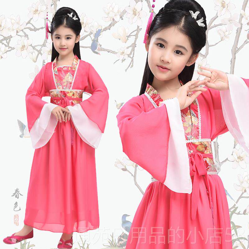 正品儿古童古装七女服装女仙幼主儿园唐装汉服贵妃公裙小女孩筝表