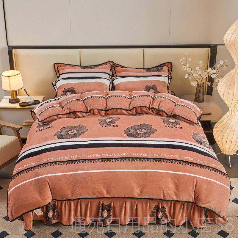 正品冬季双厚面加品保暖牛件奶绒四套珊瑚绒床上用床单绒冬天加绒