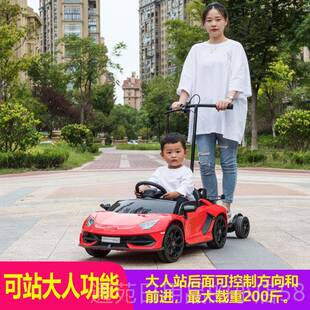 正品兰尼儿童电动车轮带博基遥控宝宝可坐电动四汽车大人可站亲子