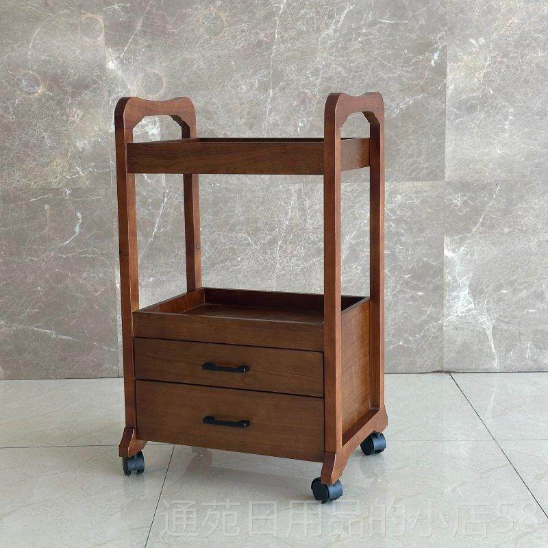 正品美院欧式实木质具车双层抽工绣屉容木推车木质美容美甲美发纹