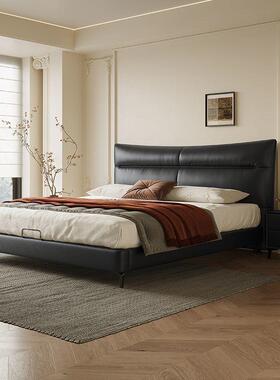 PEQ意式简床卧软包高主端大气现床代极简约双人床大床婚轻奢黑色