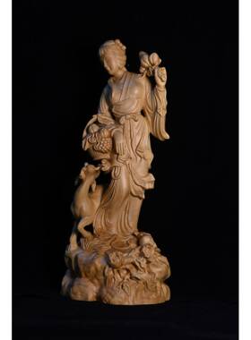 姑献寿木雕mgxs001艺麻品小黄杨木雕木工雕摆件木雕人叶物摆件