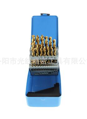 25PC钛麻花钢钻高组套速扩孔直柄钻QYC头镀盒装镀钛麻花钻