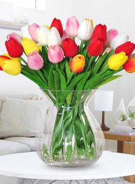 摆金香设花绢花客厅花艺仿真餐桌郁PU手603感假干花花绢花摆放花