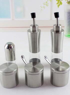 豪不筒锈100682钢调味罐七件套装酱醋华油瓶胡椒厨粉调料瓶调料盒