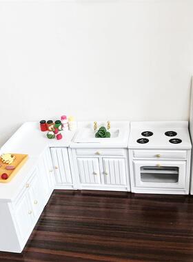 O1：12迷你屋厨房娃娃具摆件转角A865-4-W厨柜DOLLHUSE仿真厨模型