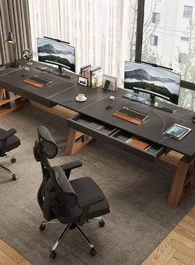 现电代简家用卧室电脑工桌FPO台式约情侣双人竞桌可升降办公桌作