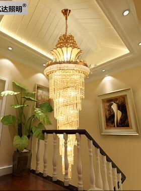 复式楼长吊灯ld461水晶酒灯店别吊墅e楼梯旋转大灯圆形大厅灯具
