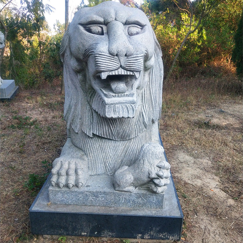 仿古石雕大门石狮子安装设计