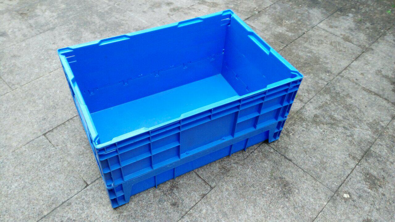 蓝色塑料周转箱  折叠塑料胶箱 防静电胶箱 塑料胶盒660*450*320