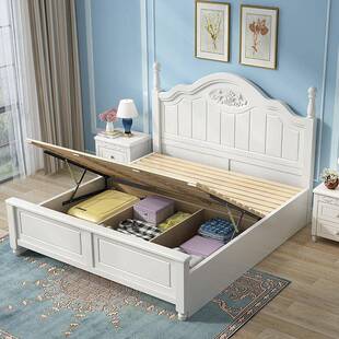 1实.5SZB 韩式 31.5 彩色公主床.18 1.2米儿童储物高 白色木床美式