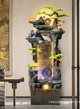 中式流水喷假山泉摆件客厅循水景观办公环室内鱼缸加湿5588器装饰