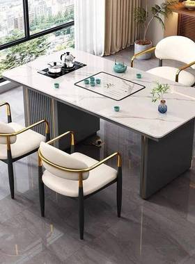 轻奢简约现代岩体板桌椅组合阳台烧水壶石一办公室板小茶茶BIF台