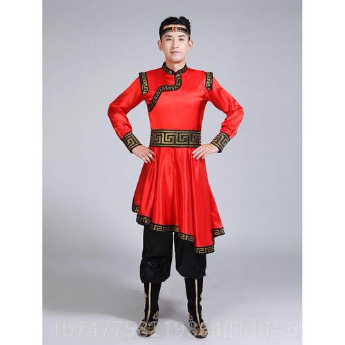 正品新款藏族蒙古舞族风蹈出服装长袍套演装少数民族西藏男士学生