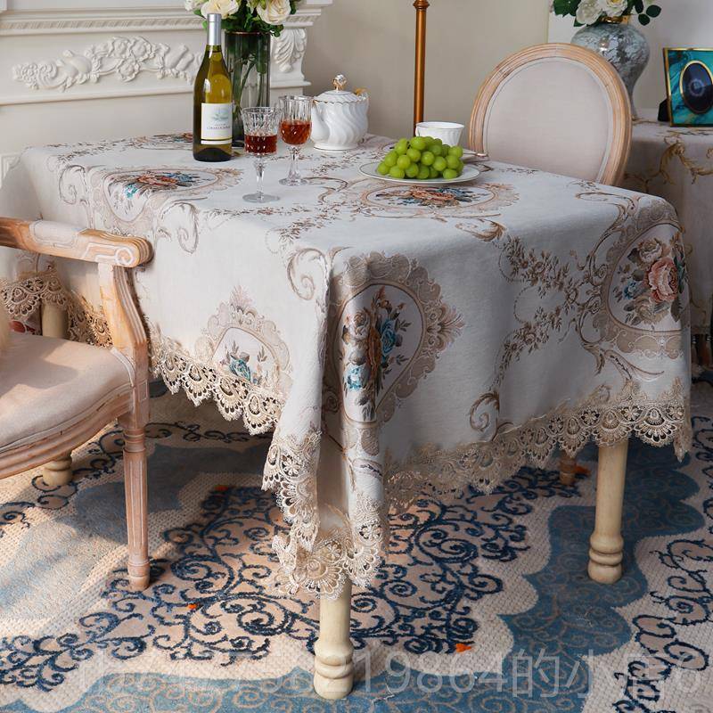 正品长方餐桌用布轻奢高级感欧式家蓝色茶几布布方桌台布202形5艺