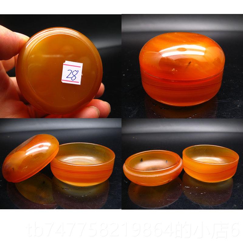 正品天然玛瑙胭香盒洗摆件玉色髓印泥盒调密封性首饰盒脂盒茶笔杯图片