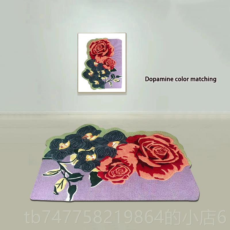 正品高级异形地毯不规则椭圆定形垫莫兰迪色羊地绒可制衣帽间客厅