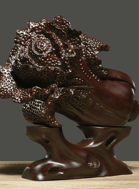 黑檀木雕白菜摆件实木家居百财如意工艺品装饰办公室客厅开业礼品