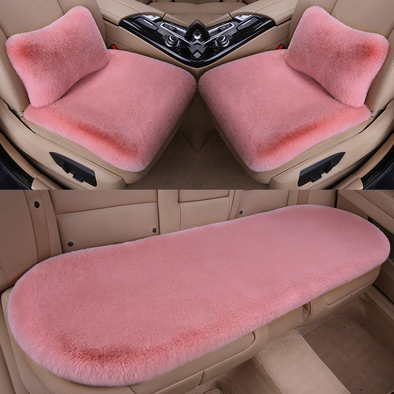 冬季汽车座垫仿兔毛绒加厚短毛无靠背三件套坐垫冬天保暖简约舒适