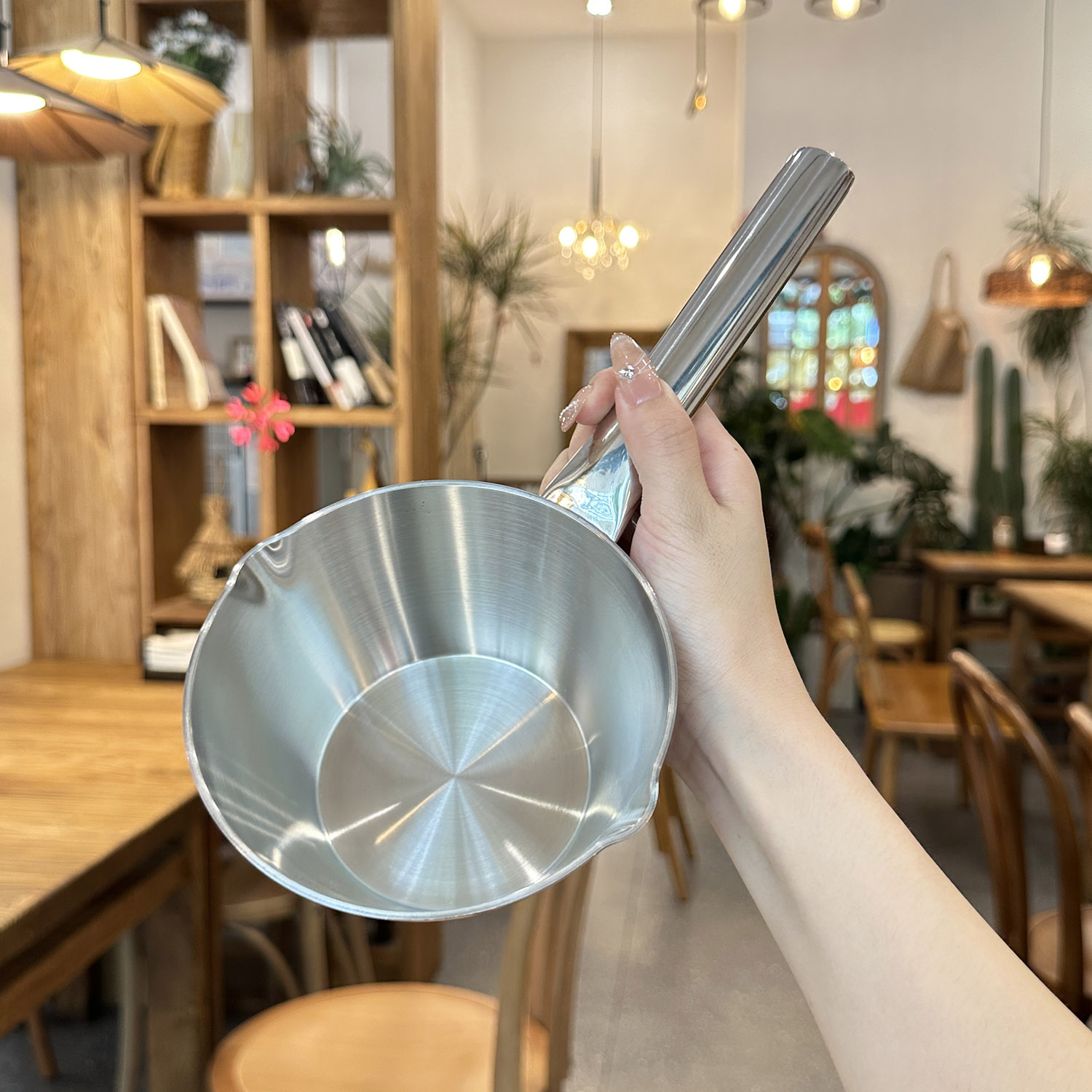 这个水瓢功能多!316不锈钢泼油锅小煮锅带刻度烘培锅子手持煮面